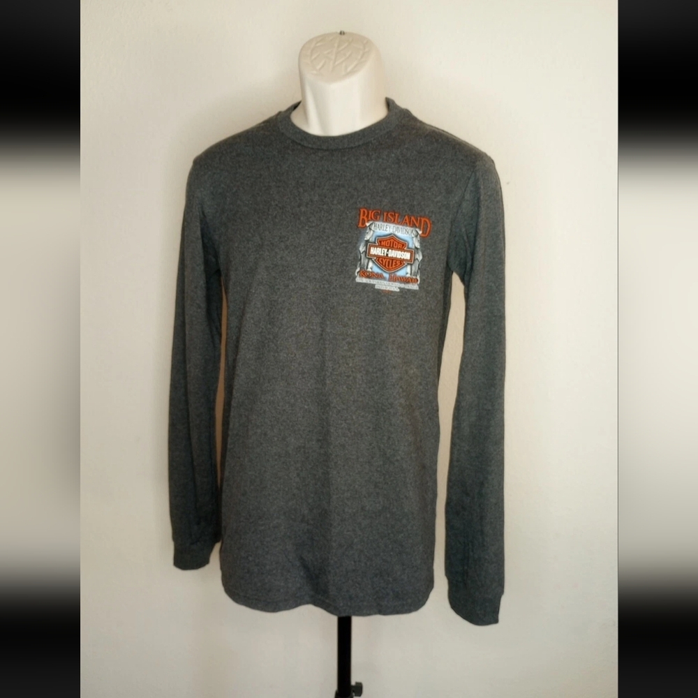 Harley-Davidson Gray Long Sleeve Men's Shirt Sz S/M Big island